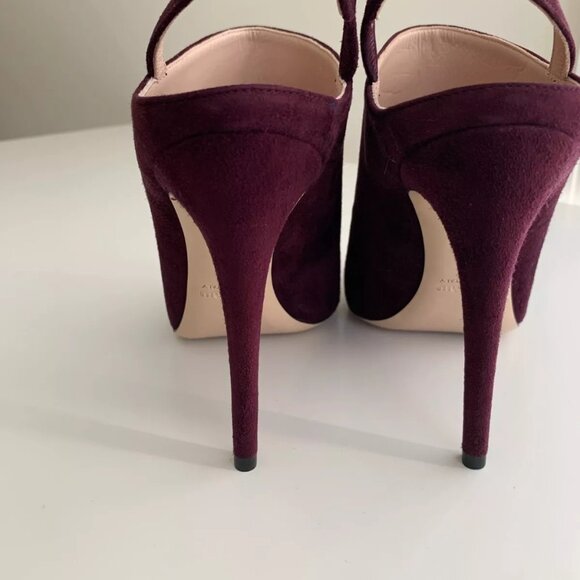 NEW Women's MIU MIU Plum Suede Slingback Sandals in Size 38 - Picture 2 of 9